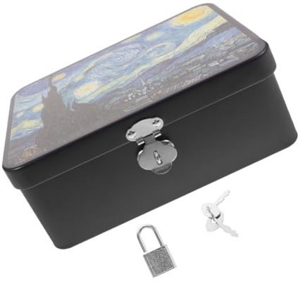 Abaodam Abschließbare Metall Aufbewahrungsbox Aus Weißblech Große Kapazität Mit Sternen-nacht-motiv Retro Design Sichere Vintage Blechbox Für Schmuck Erinnerungen Süßigkeiten