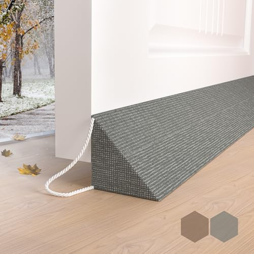 SYIPO Triangle Door Draft Stopper,35.4 New Weighted Under Door Draft Blocker Bottom Door Seal Noise&Air,Interior Sound Proof Door Snake Draft Insulation Stopper | Cool in Summer&Warm in Winter,Gray