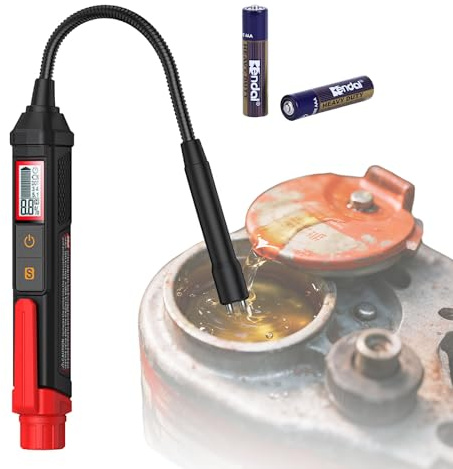 Fancysky Tester del Liquido dei Freni con LED per DOT3 DOT4 DOT5.1, Auto e Moto, Risultato in 3 Secondi, Avviso a 3 Colori, Include 2 Batterie AAA