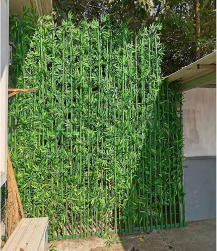 Pantalla de plástico Bambu Decoracion Plantas de bambú artificiales grandes Árboles para la entrada del patio de la pantalla de privacidad de la cerca del jardín, Falsos tallos de bambú con hojas de p