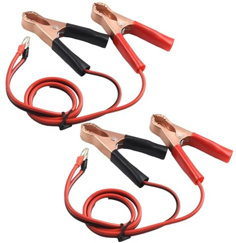 2Pcs Alligator Clips Electrical, 50A Insulated Alligator Clips with Wires, Black & Red Jumper Cables for Automotive Repair, Battery Charging, Electrical Testing Battery Clamps
