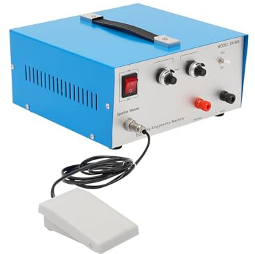 Mqwdxzfes Poste à souder par points 80 A pour bijoux 600 W, avec interrupteur à pied et aiguille en tungstène, machine à souder Pulse Spot Welder, machine à souder en métal précieux pour or, argent