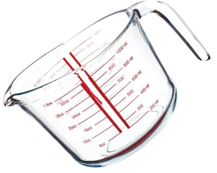 Hemobllo Taza Medidora de Cocina de Vidrio Redonda, Escala de Medición, Resistente al Calor y Ligera para Hornear