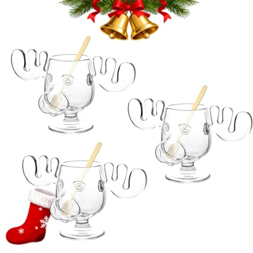 Generisch Weihnachtsgläser National Weihnachtsurlaub, Elch Gläser Weihnachtsglas, Elchgläser Christmas Vacation, Kreatives Elch-Schnapsglas Aus Glass, Weihnachtstasse, Moose Mug, Urlaubsgeschenke