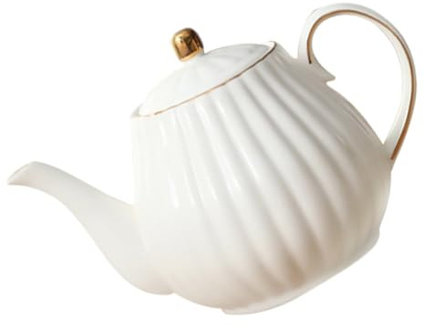 BESPORTBLE Teiera in Porcellana Bianca con Manico Elegante Bollitore da Tè Europeo per Servizio da Tè e Caffè Dispenser per Latte Raffinato per Pomeriggio