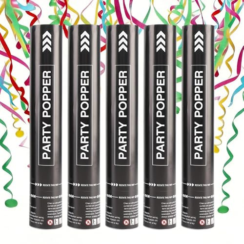 Mineup 5* Konfettikanone, 30cm Konfetti Popper Papier, Konfetti Kanonen, 5-8m Effekthöhe, Party Popper, Abbaubar, Confetti Kanone für Geburtstage, Hochzeiten, Karneval, Absolvent, Party(Bunt)