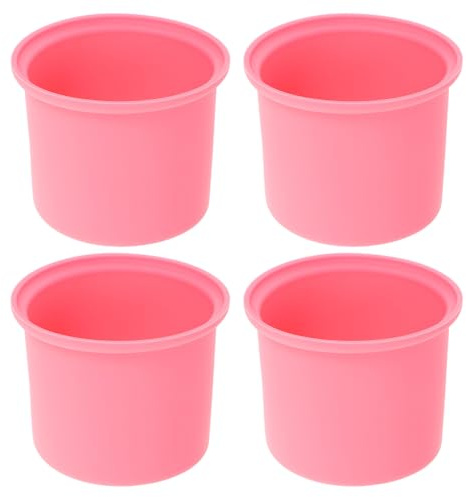 4pcs Pink Silicone Wax Warmer Bowl Liner Replacement | Flat Bottom Insert, Reusable Liner for Home Salon Use, Easy Wax Removal and Sturdy Build