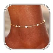 HARJJME Fussketten für Frauen Gold 18K Vergoldet Fußkettchen für Damen Wasserfest Verstellbar Fußkette Zirkonia Kleeblatt Fusskette Sommer Strand Fußschmuck Geschenk für Teenager Mädchen