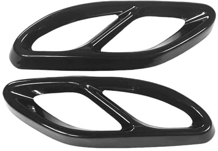 2 x Steel Exhaust Pipe Cover Trims for Mercedes Benz A B C E GLC Class W205 W213 W246 W247 X253 W177 E-Class C207 Coupe, Exhaust Muffler Tail Pipe Tip Cover Gloss, Black Sport Style