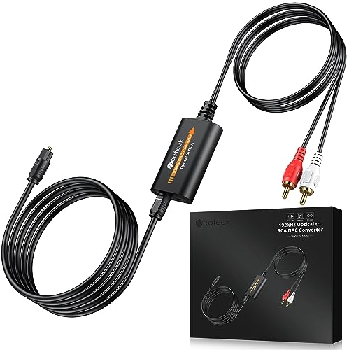 Neoteck Óptico a RCA 192 kHz DAC Convertidor 7ft/2.1m Conversor SPDIF a RCA con Chip Amplificador de Audio para HDTV Set Top Box DVD Reproductor Blu-ray-Salida Macho