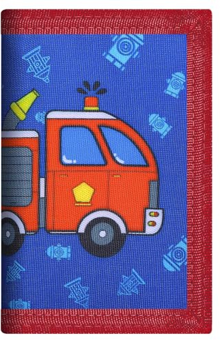 Portefeuille RFID, joli portefeuille de dessin animé avec fermeture éclair pour enfants, Camion pompier, S, Enfant