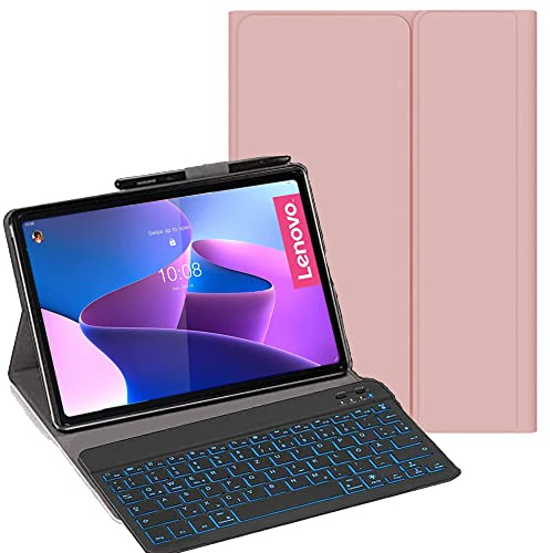 YHFZR Tastiera Custodia per Lenovo Tab M10 (3rd Gen) 10,1'' 2022, [Italiana Layout] 7 Colori Backlit Tastiera Wireless con Custodia Protettiva per Lenovo Tab M10 (3rd Gen) 10,1'' TB-328XU/328FU, Rosa