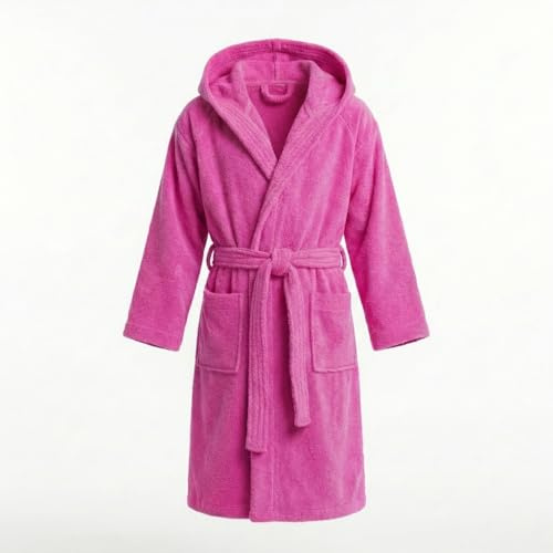 INTRECCI Accappatoio Bambino e Bambina, Accappatoio Spugna di Cotone, 6/8 Anni, Assorbente, Morbido, per Pelli Sensibili, Certificato Oeko-Tex. Colore: Fuxia