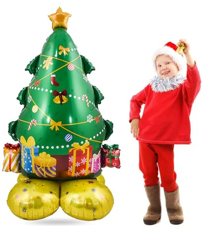 VIKY® Weihnachtsdeko Luftballons, XXL 3D Weihnachtsbaum Folienballon Stehend, Deko Ballon Grün, Merry Christmas Decorations, Weihnachtsballons für Party