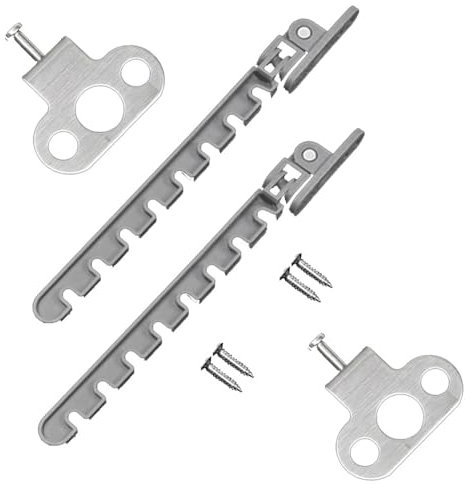 2 Stück 18cm Verriegelung für Flügelfenster mit Einstellbarer Position, Verriegelungs und Neigungsregler für Fenster, Geeignet für Fenster/Türen aus Holz und Metall, Hartplastik - 8 Schlitze
