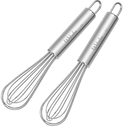 Webake Mini Schneebesen 304 Edelstahl 17 cm 2 Stück Klein Schneebesen Set für Mischen, Schlagen, Aufschäumen und Rühren