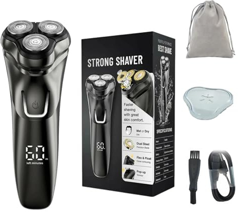 Rasoir Électrique Homme, Rasoirs Électriques Homme Étanche IPX7, Lames 4D Ultra-Précises & Tondeuse Intégrée, Écran LCD, Rasage Sec & Humide, Recharge USB, Idéal Voyage & Peau Sensible