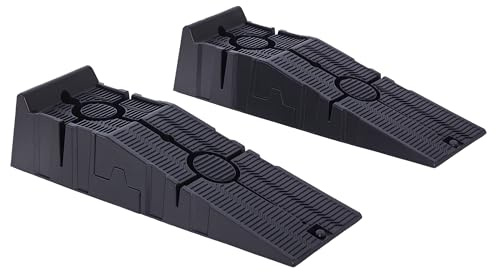 DURHAND Juego de 2 Rampas para Coche de Plástico, Rampas Portátiles, Carga 3 Toneladas, para Coches Estándares, SUV, Furgonetas Pequeñas, 91x30x21 cm, Negro