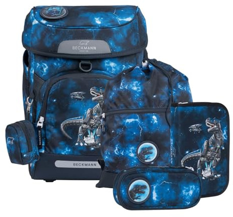 Beckmann Schulranzen Plus Air Schoolbag 7 teilig Tech Rex schwarz blau