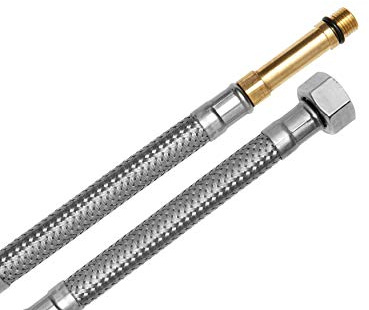 SFX® Flexschlauch 150cm Panzerschlauch DN6 - M8 x 1AG lang x 3/8 Zoll ÜM Anschlussschlauch Armatur Wasserhahn Wasseranschluss Wasserleitung Verlängerung