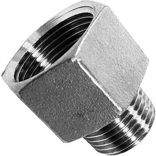 Muffen Nippel aus V4A Edelstahl Innengewinde IG 3/8 x 1/4 Zoll Außengewinde AG reduziert Gewinde Fitting Trinkwasser Reduzierung Verbinder Verschraubung Kupplung Rohr Adapter