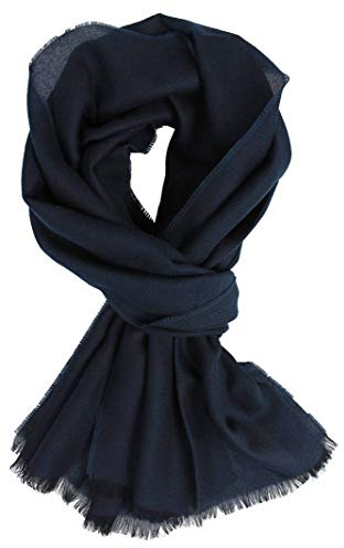 Rotfuchs Sciarpa estiva unisex tinta unita, colore kaki/tortora/nero/lana marina, made in Germany Blu marino Large