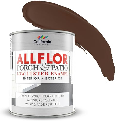 CALIFORNIA PAINTS ALLFLOR Porch, Patio and Floor Enamel Paint, Saddle Brown, 1 Quart, Extremely Durable Water-Based Formula, Ideal for Patios, Pool Decks, Basements & More