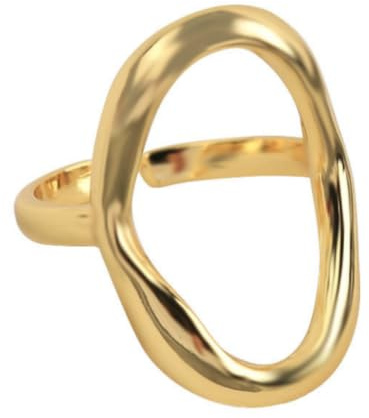 HCMA Bague géométrique minimaliste irrégulière creuse Ellipse or couleur argent pour femmes bagues ouvertes
