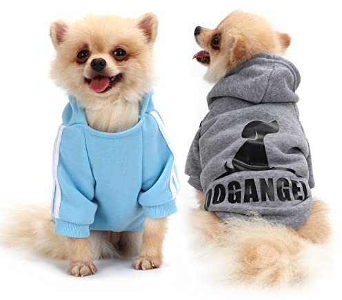 QiCheng&LYS Hundemantel Hund Hoodies Kleidung, Pet Puppy Katze Niedlicher Baumwoll Warm Hoodies Coat Pullover (A-Grau/Blau, L)