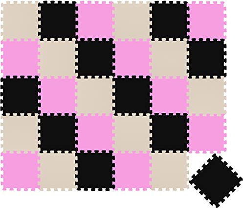 LittleTom 27 Teile Spielmatte Baby Puzzlematte ab Null - 30 x 30 cm Krabbelmatte Bodenmatte Kinder - Puzzle Teppich Kinderzimmer Matte - Outdoor Bodenschutzmatte Spielteppich Eva Schaumstoff Isomatte