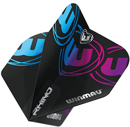 WINMAU Rhino Black, Blue & Purple Extra Thick Dart Flights - 1 Satz pro Packung (Insgesamt 3 Flüge)