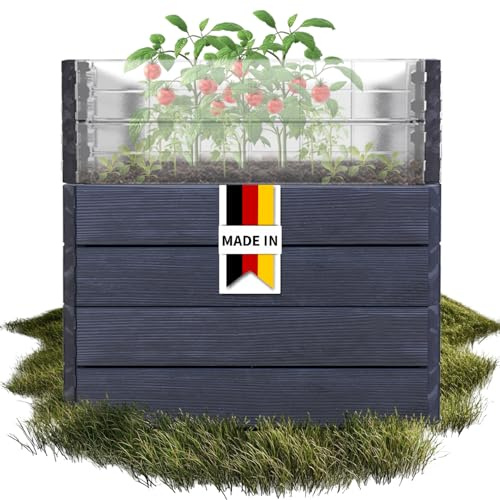 Garantia Ergo Quadro Turbo L 75 Hochbeet Wood, inkl. Flora Wassersparsystem - Blumentopf, Hochbeete für Garten, Pflanzkübel Groß Außen, Blumenkasten, Blumentopf Hoch, Blumenkübel, Frühbeet