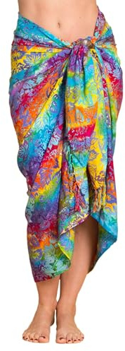 PANASIAM Pareo - L & XXL Pareo opaco - Paño de playa | Para mujer & hombre, como falda pareo o vestido de playa ligero, cubre bikini, pieza única artesanal teñida a mano