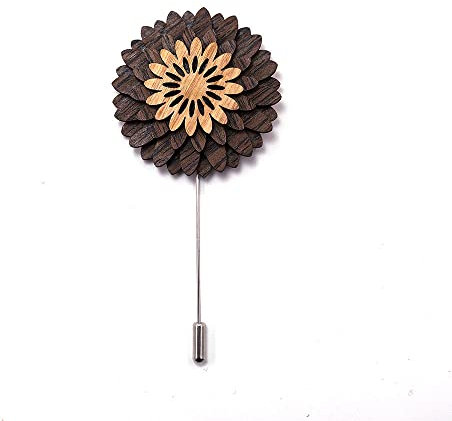 GIVBRO Blume Brosche Vintage Holz Revers Ansteckblume Pin Corsage Floral Accessoires für Männer Hochzeit Party Feier Dress Up (#F)