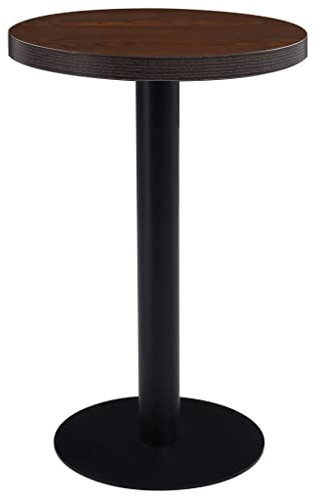 Tidyard Biertisch Garten-Esstisch Bistrotisch BistrotischTisch Gartentisch Terrassentisch Balkontisch Beistelltisch 50 x 75 cm (Durchmesser x H) aus MDF, Stahl,Dunkelbraun und Schwarz