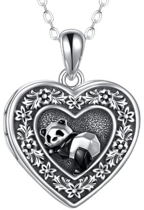 YAFEINI Fuchs-Medaillon-Halskette mit Bildern, 925 Sterlingsilber, Blumen- und Fuchs-Halskette, Schmuck, Geburtstagsgeschenke für Damen und Herren