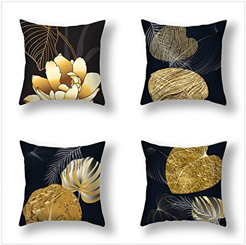 Tinnoon Kissenbezug 30x30cm 4er SetBoho Wohnzimmer Outdoor Deko, Schlafzimmer Zimmer Dekor Kissenhülle Kissenbezüge mit Verstecktem Reißverschluss, Couchkissen, Sofakissen Weinachten Goldene Blume