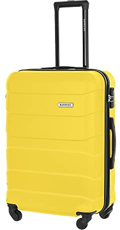 BARRENS Medium resväska | Incheckningsbagage | 66x46x26 cm | 60 L | ABS-material med hög slagkraft | Cipher-lås | Elastiska handtag | 4 360-graders hjul | Gul