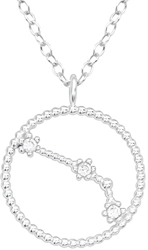 EYS JEWELRY Sternzeichen Kette Halskette Damen Silber 925 mit Anhänger Sternbild Zirkonia Kristalle Geschenke für Frauen Freundin Silberkette 45 cm im Schmucketui