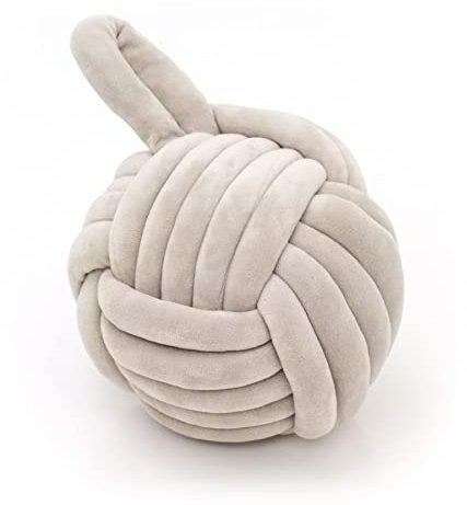 Stylish Grey Chunky Fabric Nautical Knot Doorstop | Nautical Seaside Monkey's Fist Door Stop | Decorative Grey Beach Knot Door Stopper Ball