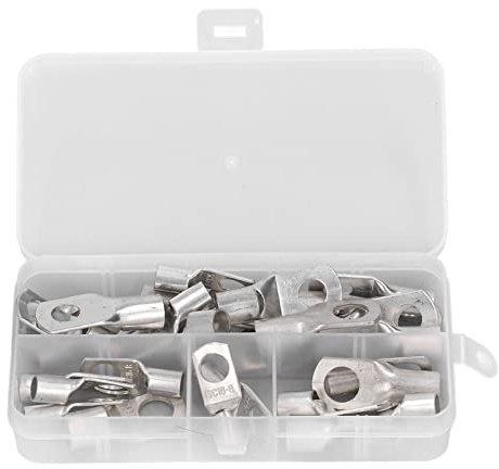 SEAFRONT 30Pcs Heavy Duty Wire Lugs SC16 SC25 SC35 Battery Terminal Tubular Electrical Wire End Cable Lugs Assorted Tinned Copper Eyelets Tubular SC Ring Terminals Connectors