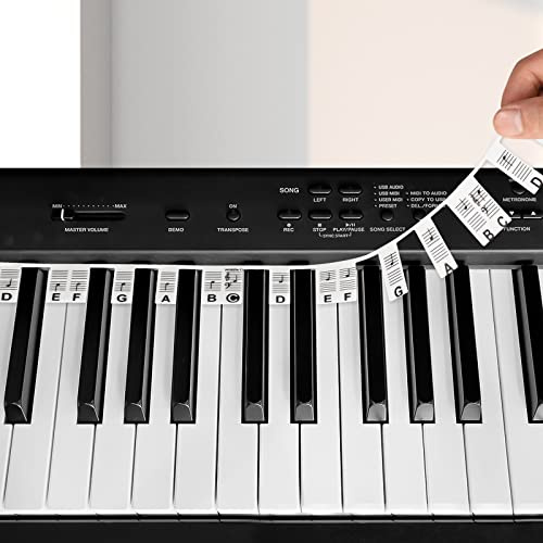 Reusable 88 Key Full Size Silicone Piano Notes Guide with Box (Black White) | Removable Piano Keyboard Note Labels, No Need Stickers, Keyboard Piano Note Strips, Great Gifts Learning Tool for Beginners