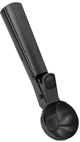 Eisportionierer, Spülmaschinenfest, Stoßfester Edelstahl-Eiscreme-Kugellöffel mit Auslöser für Fruchtpfeffer (Schwarz)