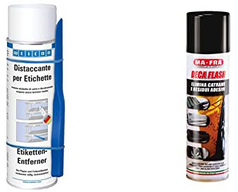 WEICON Distaccante per Etichette / 500 ml/con spatola speciale per un lavoro efficace & Ma-Fra, Decaflash, Spray Elimina Catrame, Colla e Residui Adesivi, Sicuro su Ogni Carrozzeria, 250ml
