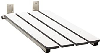 Hermosa 32 x 13.5 Back Wall-Mount Folding Phenolic White Tub Seat with 3 Slats