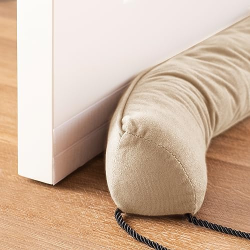 Sunolga 36 Door Draft Stopper Blocks Hot and Cold Air with Removable Washable Cover for Gaps Up to 3, All-Season Seal for Noise, Door Sweep for Bottom of Door and Window, Home Essentials, Beige
