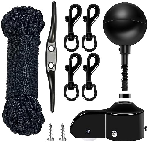 NQ flaggstång reparationssats med 152 cm nylonflaggstång, 4 st flaggstänger, vridbara snäppklämmor, flaggstång lastbil med remskiva, flaggstång topp svart boll, klott, flaggstång tillbehör