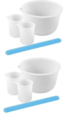 COHEALI 2 Juegos Vaso Medidor De Silicona Vaso Para Verter Pintura Juego De Vasos Medidores De Silicona Varillas De Silicona Para Resina Epoxy Taza De Molde Mezcla Gel De Sílice