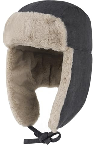 BESTORI Damen Fellmütze Warm Wintermütze Herren Winddichte Plüsch Fliegermütze Trappermütze Schwarz
