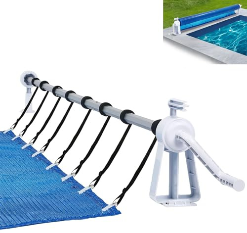 ACXIN Mobiles Aufrollsystem Pool Aufroller für Solarfolie Poolabdeckung Aufrollvorrichtung Plane 1,05m-6,15m Edelstahl Premium Aufrollsystem Verstellbar inkl. Befestigung & Rollen